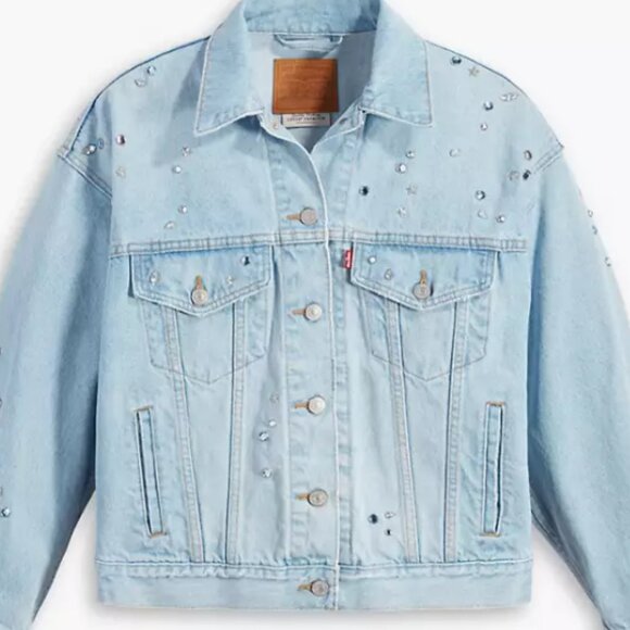 LEVIS 90's Women's Studded Rhinestone Dad Trucker Jacket - BRAND NEW SOLD OUT! - Picture 1 of 6